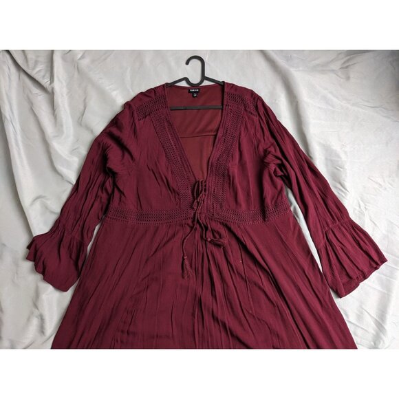 Torrid Dress Red Gauze Boho Skater Lined Flowy Bell Sleeve Womens Size 3X - Picture 2 of 16